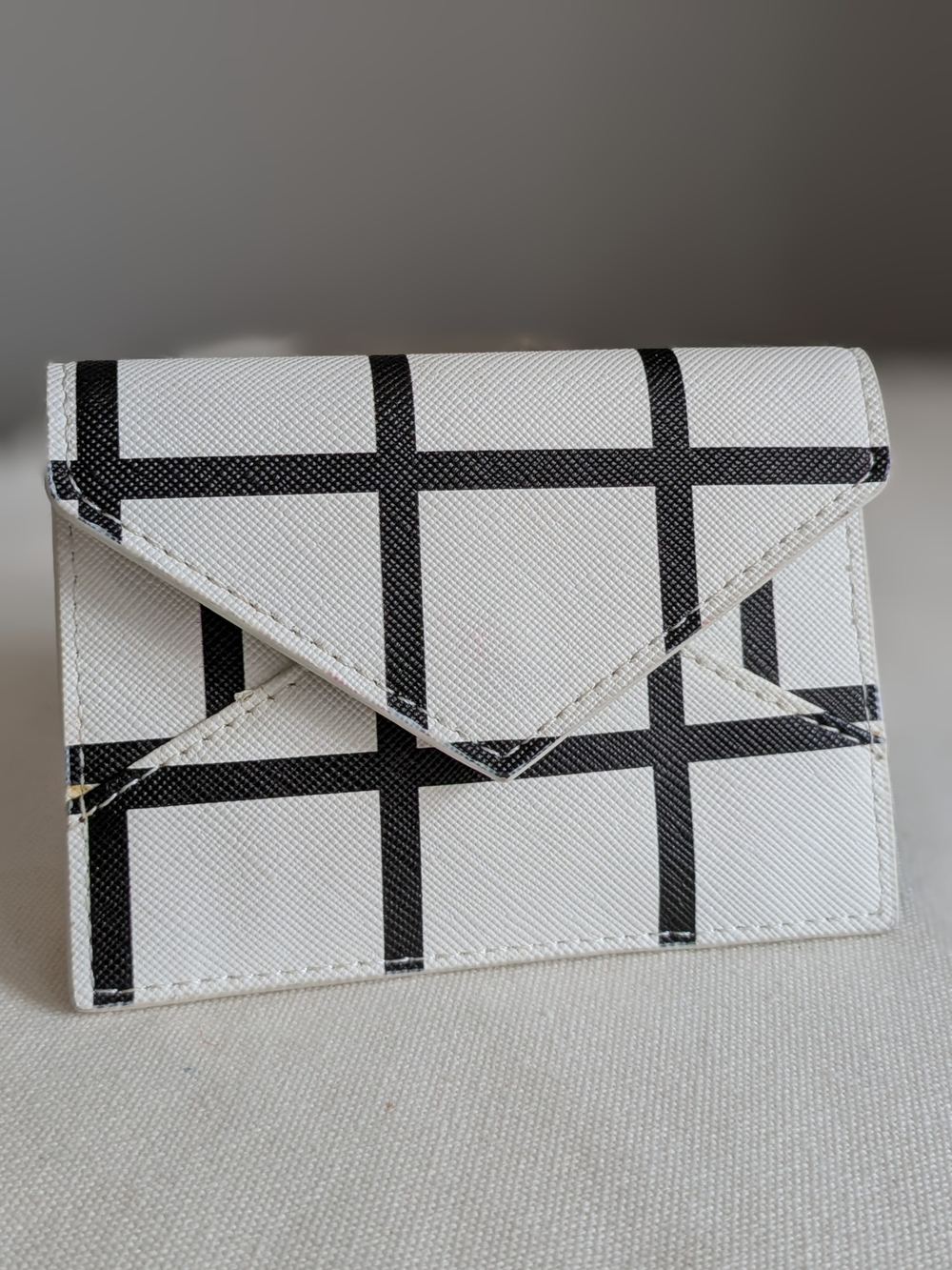 White Check Envelope Card Holder Wallet - Women Bags